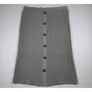 Apt 9 Button Front Midi Skirt Womens Size XXL Taupe Crinkly Cottagecore Academia